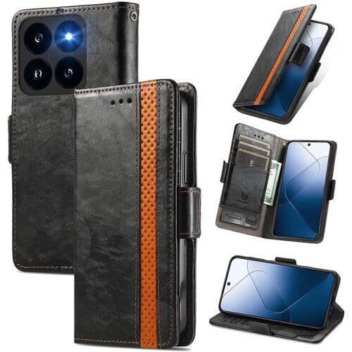KAL-Coque Pour Xiaomi 14T Pro, Pu Housse Pochette Antichoc Et Anti-Rayures Fonction Stand Rabat De Portefeuille Etui With Card Hold. Le Noir