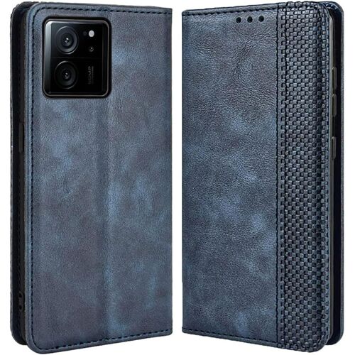 KAL-Coque Pour Xiaomi Mi 13T / 13T Pro, Étui En Cuir, Pu Housse Pochette Antichoc Et Anti-Rayures Fonction Stand Rabat De Portefeuille Etui Coque. Bleu