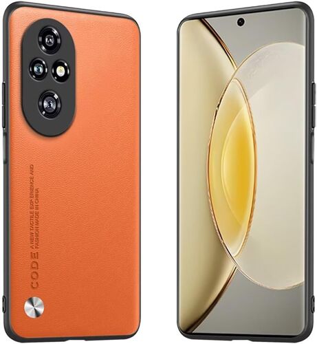 KAL-Étui Adapté À Honor 200 Pro 5G (6.78""), Housse Coque En Cuir Métallique De La Série Code - Orange