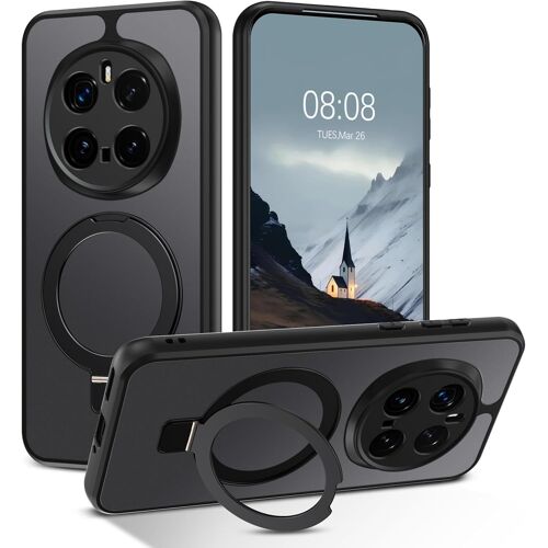 ELVORIX-Magnétique Coque Honor Magic 7 Pro 6,8"" avec 150° Support Caché Réglable, Compatible avec MagSafe, Étui pour Téléphones Translucide Mat Fin, Anti-jaunissement et Anti-Empreinte Digitale, Noir