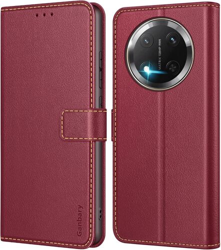 KAL-Coque Pour Honor Magic 7 Lite, [Housse En Cuir Pu Premium] [Etui À Rabat] [Pochette De Portefeuille], Étui De Protection Pour Honor Magic 7 Lite - Bourgogne