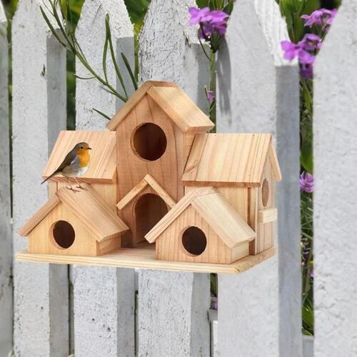 Nichoir À Oiseaux Suspendu En Bois, Rustique, Polyvalent, Créatif, Pour