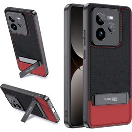 Cover Pour Realme Gt 7 Pro Coque,Support Pliable & Antidérapant & Anti-Empreinte Silicone Souple + Cuir Pu Coque Pour Realme Gt 7 Pro Case