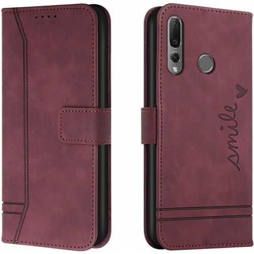 Kal-Coque Pour Huawei P Smart Z / Y9 Prime 2019, Etui Cuir Avec Magnetique, Flip Pochette Housse Pour Huawei Honor 9x / Enjoy 10 Plus Protection, Vin Rouge