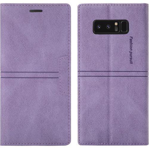 Kal-Coque Samsung Galaxy Note 8, Etui Portefeuille Samsung Note 8 [Magnétique] Tpu Antichoc Housse Cuir Pour Samsung Note 8 [Fentes Pour Cartes] [Etui À Rabat] Flip Case Pour Samsung Note 8(Violet)