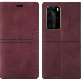 Kal-Coque Huawei P40 Pro, Etui Portefeuille Huawei P40 Pro [Magnétique] Tpu Antichoc Housse Cuir Premium En Cuir Pu [Fentes Pour Cartes] [Etui À Rabat] [Pochette De Portefeuille] Flip Case (Rouge)