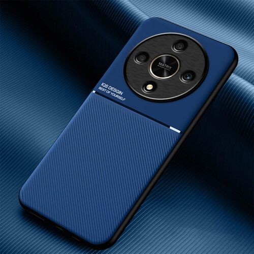 KAL-Coque Pour Honor Magic6 Lite 5G (Magic 6 Lite), Grâce Exquis Mode Texture Doux Étui, Premium Très Mince Antichoc Antidérapante Tpu + Pu Bumper Silicone Housse. Bleu