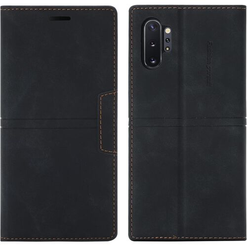 KAL-Coque Samsung Galaxy Note 10 Plus, Etui Samsung Note 10 Plus [Magnétique] Antichoc Housse Cuir Pour Samsung Note 10 Plus [Fentes Pour Cartes] [Etui À Rabat] Pour Samsung Note 10 Plus (Noir)