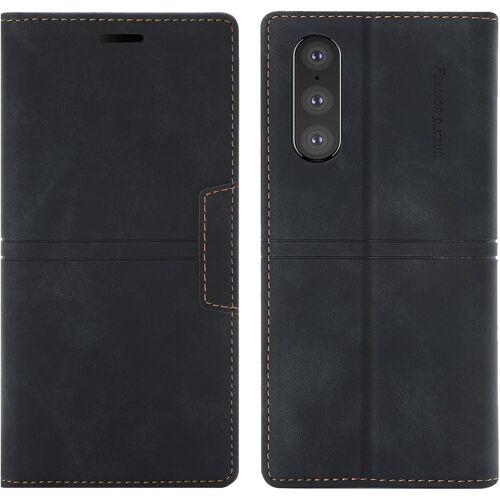 KAL-Coque Sony Xperia 10 Iii, Etui Portefeuille Sony Xperia 10 Iii [Magnétique] Tpu Antichoc Housse Cuir Premium En Cuir Pu [Fentes Pour Cartes] [Etui À Rabat] [Pochette De Portefeuille] (Noir)