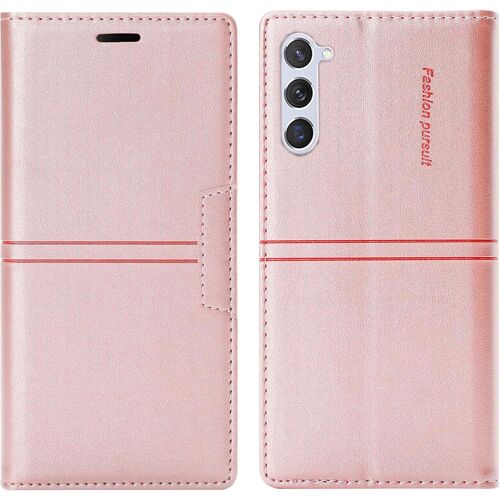 KAL-Coque Samsung Galaxy S23, Etui Portefeuille Samsung S23 [Magnétique] Tpu Antichoc Housse Cuir Pour Samsung S23 [Fentes Pour Cartes] [Etui À Rabat] Flip Case Cover Pour Samsung S23 (Rose)