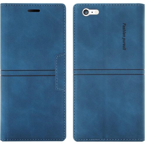 Kal-Coque Iphone 6s Plus/6 Plus, Etui Iphone 6s Plus/6 Plus (5,5 Pouces) [Magnétique] Tpu Antichoc Housse Cuir En Cuir Pu [Fentes Pour Cartes] [Etui À Rabat] [Pochette De Portefeuille] (Bleu)