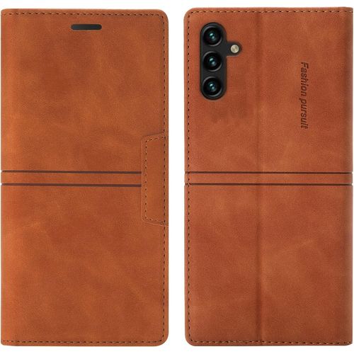 Kal-Coque Samsung Galaxy A04s/A13 4g/A13 5g, Etui Samsung A04s/A13 4g/A13 5g [Magnétique] Tpu Housse Cuir Pour Samsung A04s/A13 4g/A13 5g [Etui À Rabat] Pour Samsung A04s/A13 4g/A13 5g (Brun)