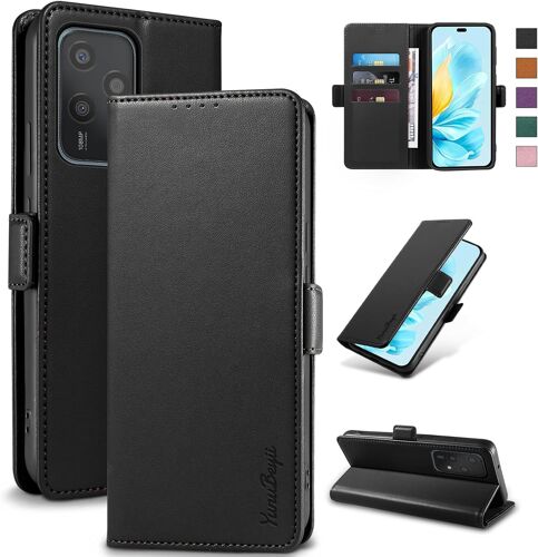 KAL-Coque Pour Honor 200 Lite - [Blocage Rfid] Housse Étuis De Protection Pu Luxe [Magnétique] [Fente Carte] [Stand] Portefeuille Flip Case,[Noir]