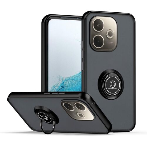 KAL-Coque Pour Oppo A5 Pro 5G 4G, Etui Téléphone Antichoc Avec Anneau De Support, Hard Pc Et Tpu Bumper Mat Translucide Case Cover - Noir