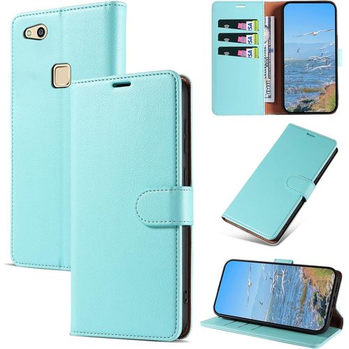 Kal-Coque Pour Huawei P10 Lite, Antichoc Magnetique Étui À Rabat Avec Porte Cartes, Portefeuille Housse En Cuir Pu Coque Pour Huawei P10 Lite, Vert