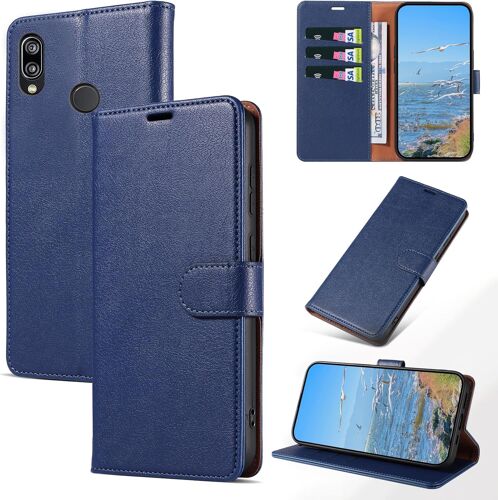 JGD-Coque pour Huawei P20 Lite, Antichoc Magnetique Étui à Rabat avec Porte Cartes, Portefeuille Housse en Cuir PU pour Huawei P20 Lite, Bleu