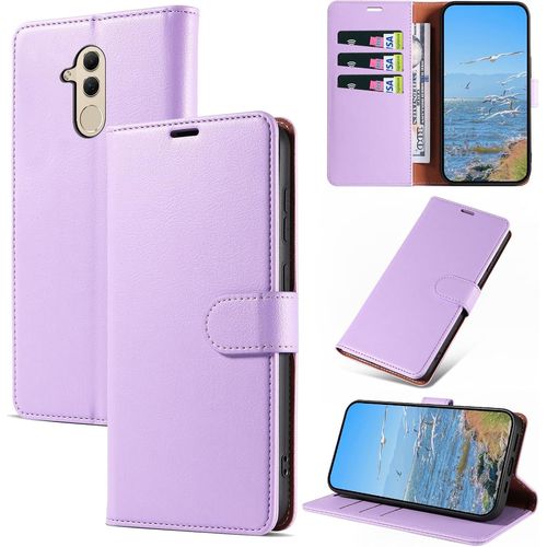 Kal-Coque Pour Huawei Mate 20 Lite, Antichoc Magnetique Étui À Rabat Avec Porte Cartes, Portefeuille Housse En Cuir Pu Coque Pour Huawei Mate 20 Lite, Violet