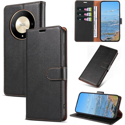 KAL-Coque Pour Honor Magic6 Lite 5G / Honor X9B, Antichoc Magnetique Étui À Rabat Avec Porte Cartes, Portefeuille Housse En Cuir Pu Coque Pour Honor Magic6 Lite 5G / Honor X9B, Noir