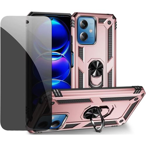 Coque Pour Xiaomi Redmi Note 12 /Poco X5 5g Or Rose Étui De Protection Avec Protecteur D'écran En Verre De Confidentialité Anti-Espion