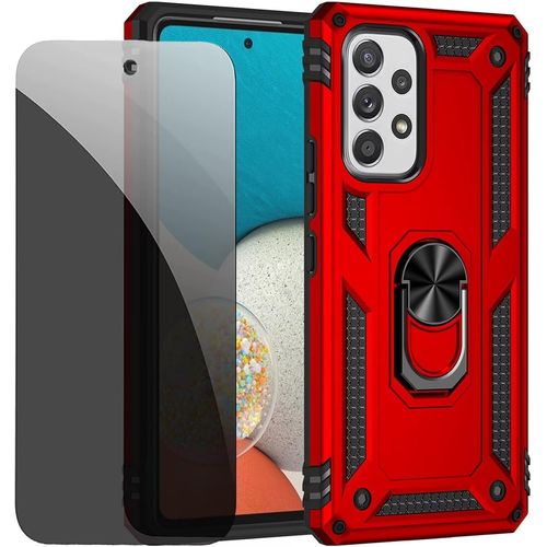 CAUC-Coque pour Samsung Galaxy A53 5G Rouge étui de Protection avec Protecteur d'écran en Verre de confidentialité Anti-Espion