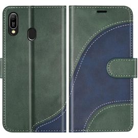 Kal-Coque Pour Huawei Y6 2019 / Honor 8a, Portefeuille Etui En Cuir Pu, Magnétique Protection Housse Coque Pour Huawei Y6 2019 / Honor 8a, Vert