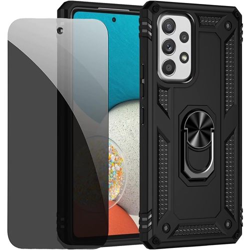 CAUC-Coque pour Samsung Galaxy A53 5G Noir étui de Protection avec Protecteur d'écran en Verre de confidentialité Anti-Espion