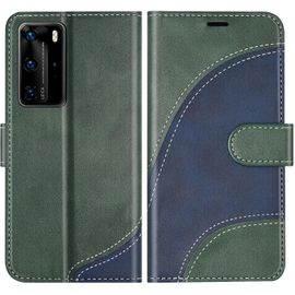 Kal-Coque Pour Huawei P40 Pro/Huawei P40 Pro Plus, Housse En Cuir Pu Premium, Etui À Rabat Clapet Folio Portefeuille Étui Protection Pour Huawei P40 Pro/Huawei P40 Pro Plus, Vert