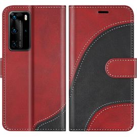 Kal-Coque Pour Huawei P40 Pro/Huawei P40 Pro Plus, Portefeuille Etui En Cuir Pu, Magnétique Protection Housse Coque Pour Huawei P40 Pro/Huawei P40 Pro Plus, Rouge