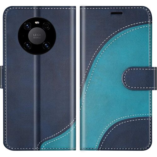 KAL-Coque Pour Huawei Mate 40, Portefeuille Etui En Cuir Pu, Magnétique Protection Housse Coque Pour Huawei Mate 40, Bleu