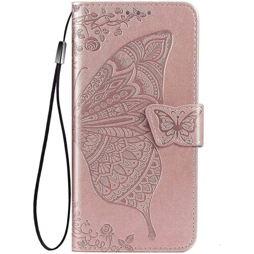 KAL-Coque Pour Honor 400 5G Etui, Magnétique Cuir Pu/Tpu Protection Antichoc Flip Cover Case, Papillon Housse Avec Carte Fentes/Stand Fonction. Or Rose