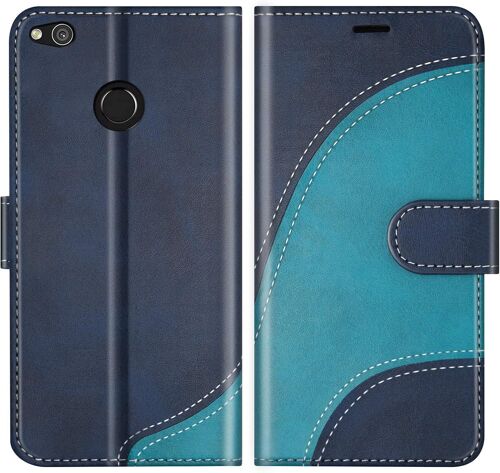 KAL-Coque Pour Huawei P8 Lite 2017, Portefeuille Etui En Cuir Pu, Magnétique Protection Housse Coque Pour Huawei P8 Lite 2017, Bleu