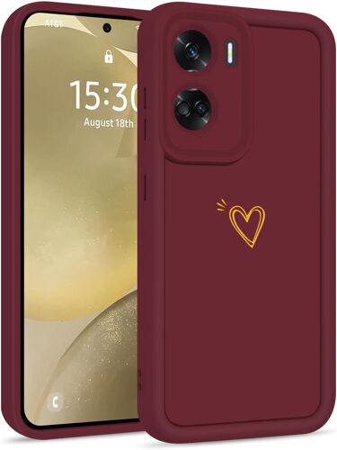 ELVORIX-ChoosEU Coque pour Honor 90 Lite 5G Silicone Etui avec Élégant Mignon Amour Motif Soft TPU Étui Fine Housse pour Filles Femmes Garçons Hommes de Protection Antichoc Souple Case - Vin Rouge
