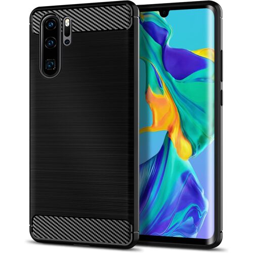 KAL-Coque Pour Huawei P30 Pro, Étui Mince Et Antichoc, Housse Souple En Fibre De Carbone Tpu (Noir)