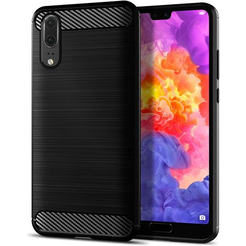 Kal-Coque Pour Huawei P20, Étui Mince Et Antichoc, Housse Souple En Fibre De Carbone Tpu (Noir)