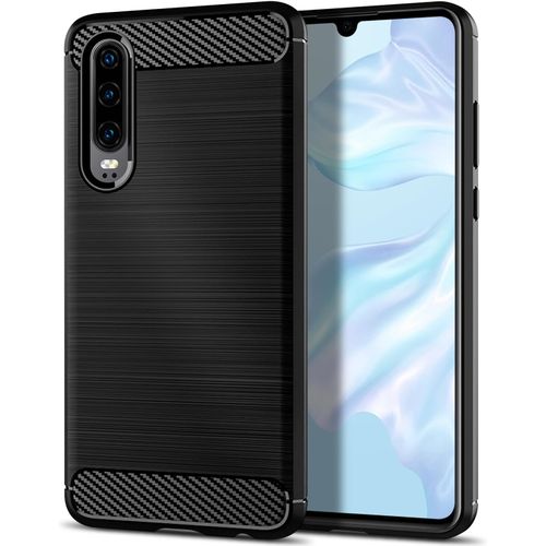 Kal-Coque Pour Huawei P30, Étui Mince Et Antichoc, Housse Souple En Fibre De Carbone Tpu (Noir)