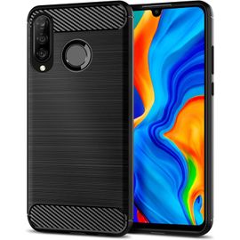 LORANKA-Coque pour Huawei P30 Lite, Étui Mince et Antichoc, Housse Souple en Fibre de Carbone TPU (Noir)