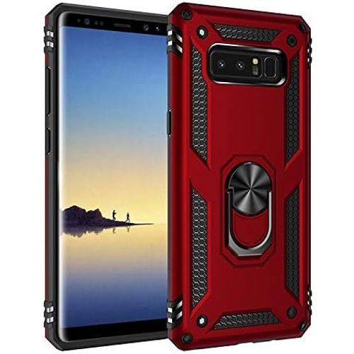 KAL-Coque Pour Samsung Galaxy Note 8, Coque Samsung Note 8,+ Verre Trempé Galaxy Note 8 Etui Housse De Protection Antichoc Durable Résistante 2 En 1 Hybride Pc Robuste + Tpu Souple,Rouge