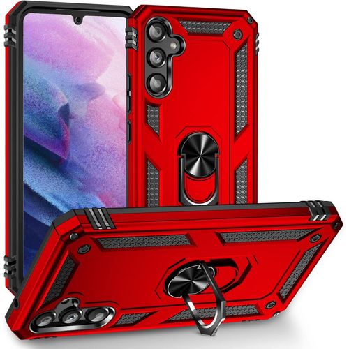 Coque Samsung Galaxy A54 (2022) Rouge + Verre Trempé 3d - Bumper Antichoc Militaire, Support Rotatif 360° Aimanté, Protection Renforcée