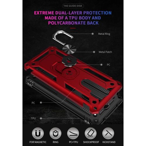 Coque Pour Xiaomi Redmi Note 8 Pro Coque Etui Housse De Protection Antichoc Durable Résistante 2 En 1 Hybride Pc Robuste + Tpu Souple Pour Xiaomi Redmi Note 8 Pro Verre Trempé - Rouge