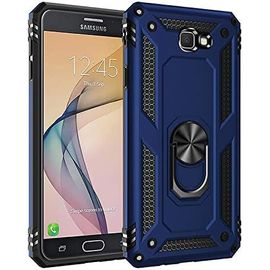 Sjzg-Coque Galaxy J7 Prime / On7 2016, Support De Bague En Métal, Pivots De Rotation À 360 ° & 180 °. Étui De Protection Slim Soft Tpu + Pc, Compatible Avec Support De Voiture Magnétique - Bleu