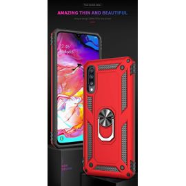 Coque Samsung Galaxy A70, Silicone Souple Et Pc Dur Coque Avec Support Béquille Métal Multi-Angles Etui, Protection Double Couche Multi-Fonctionnel Housse Pour Samsung Galaxy A70 - Argent