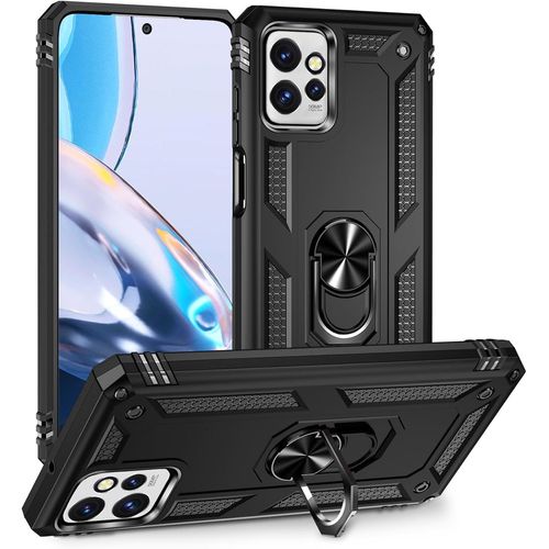 Kal-Coque Pour Motorola Moto G Power 5g 2023 + Hd Verre Trempé, Étui Protection Tpu/Pc Souple Durable Avec Support De 360° Rotation Anneau Antichoc Armor Box Coque, Noir