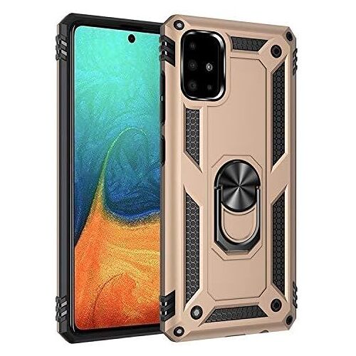 SJZG-Coque Pour Samsung A71, + Protecteur D'Écran [Antichoc Armor] Double Couche Hybride Ultra Armure Housse Étui De Protection Anti-Choc Bumper Cover Avec Stand Pour Galaxy A71, Or