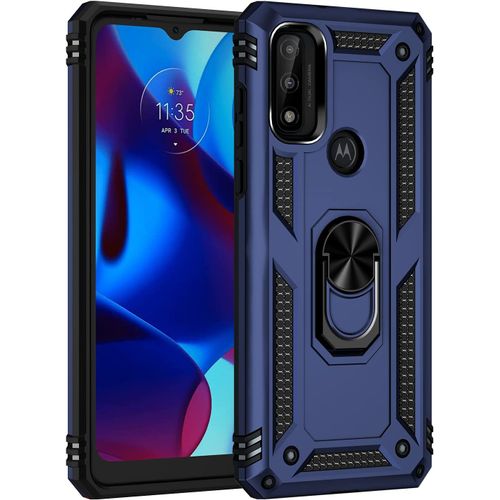 Kal-Coque Pour Motorola Moto G Pure, Étui De Protection Slim Soft Tpu + Pc,Heavy Duty Dual Layer Protective Housse Avec Support De Bague En Métal, Bleu