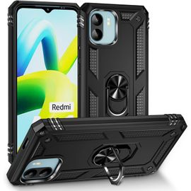 Coque Pour Xiaomi Redmi A1/Xiaomi Redmi A2 + Hd Verre Trempé, Étui Protection Tpu/Pc Souple Durable Avec Support De 360° Rotation Anneau Antichoc Armor Box Coque, Noir