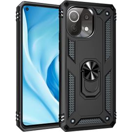KAL-Coque Pour Xiaomi Mi 11 Lite 5G/4G/11 Lite 5G Ne + Protecteur D'Écran, Double Couche Hybride Ultra Armure Housse Étui De Protection Antichoc Armor Bumper Cover Avec Stand, Or