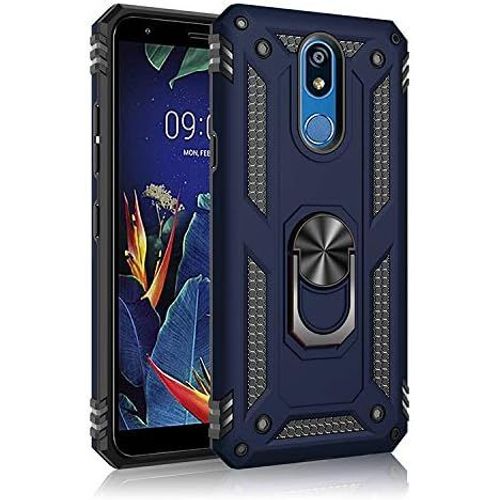 Kal-Coque Huawei Mate 20 Lite, Support De Bague En Métal, Pivots De Rotation À 360 ° & 180 °. Étui De Protection Slim Soft Tpu + Pc, Compatible Avec Support De Voiture Magnétique - Bleu