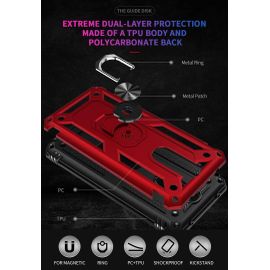 Coque Xiaomi Redmi 8a, Coque Xiaomi Redmi 8, Etui Housse De Protection Antichoc Durable Résistante 2 En 1 Hybride Pc Robuste + Tpu Souple Pour Xiaomi Redmi 8a/Redmi 8 + Verre Trempé - Rouge