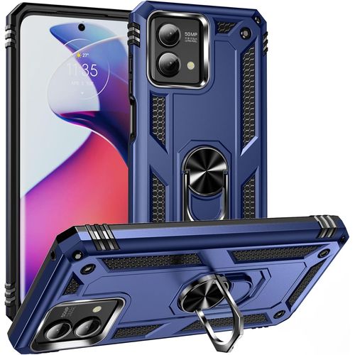 Sjzg-Coque Pour Motorola Moto G Stylus 5g 2023, Étui De Protection Slim Soft Tpu + Pc,Heavy Duty Dual Layer Protective Housse Avec Support De Bague En Métal, Bleu