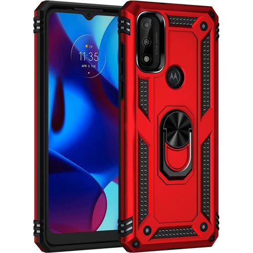 Coque Pour Motorola Moto G Pure, + Hd Verre Trempé, Etui Housse De Protection Antichoc Durable Résistante 2 En 1 Hybride Pc Robuste Tpu Souple,Rouge